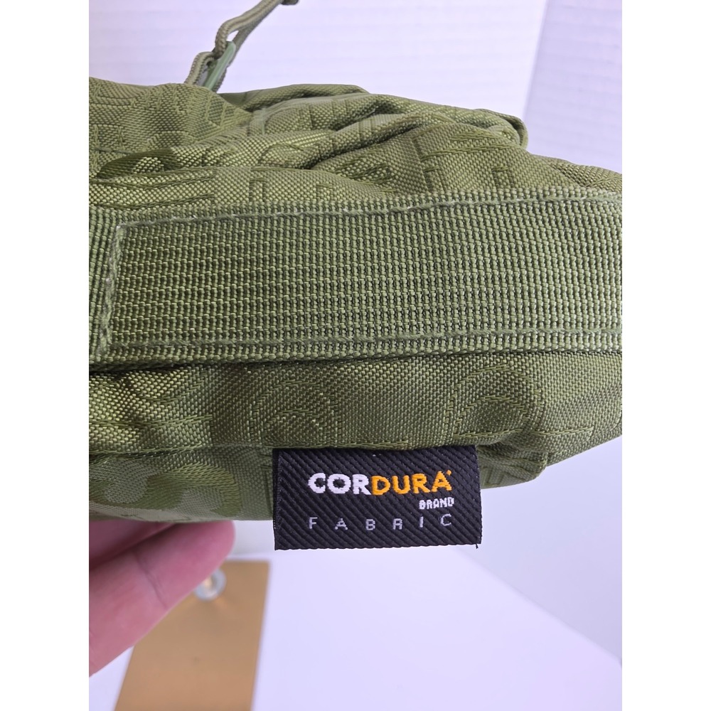 Supreme Cordura Shoulder Bag Olive Green Embossed Logo Crossbody FW22 - Picture 3 of 8
